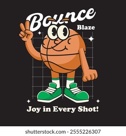 Vector Illustration of Basketball's Ball Mascot with Retro Mascot Illustration Available for Tshirt Design