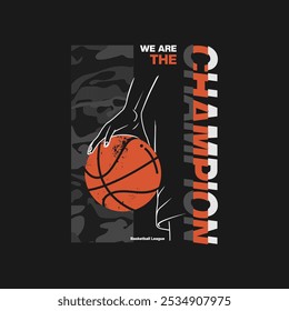 Vector illustration of basketball.Sport typography, t-shirt graphics, poster, banner, flyer, print.