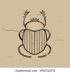 Vector illustration of a bas-relief with a scarab