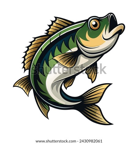 Vector Illustration of a Bass Fish Isolated on White Background