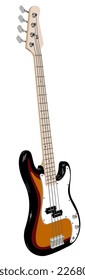 Vector illustration Bass guitar electronic string musical instrument Plays the rhythm in the music Layers separated