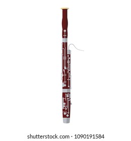 Vector illustration of a bassoon in cartoon style isolated on white background