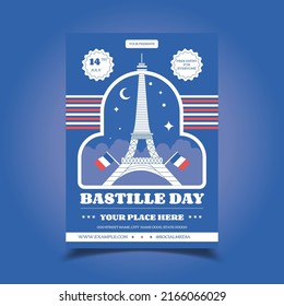 Vector Illustration of Bastille day Flyer, Poster