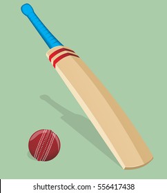 Vector illustration. Bat and ball for cricket.