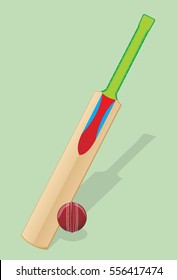 Vector illustration. Bat and ball for cricket.