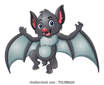 Vector illustration of Bat cartoon flying