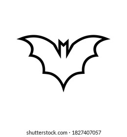 Vector illustration of a bat icon with outline style.