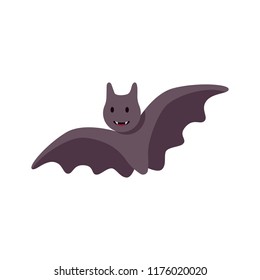 Vector illustration of a bat isolated on white background. Halloween design element.