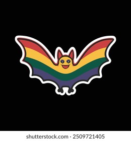 Ilustração vetorial de uma bandeira LGBT morcego, gay, lésbica, etiqueta bissexual.