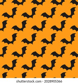 Vector illustration of bat pattern on red background. Scary bats.