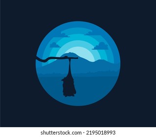 Vector illustration of a bat scene
