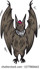A vector illustration of a bat spreading its wings