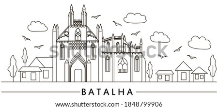 Vector illustration of Batalha town line art for logotype, t-shirt, banner, magazine, poster, decoration, postcard. Batalha line art background. Batalha line art image. EPS 10.