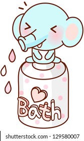 Ilustración vectorial del gel de baño con tapón de elefante