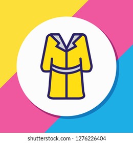 Vector illustration of bathrobe icon colored line. Beautiful travel element also can be used as housecoat icon element.