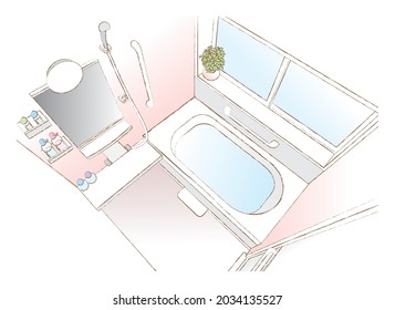 Vector illustration in the bathroom.