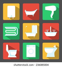 vector illustration Bathroom flat icons set