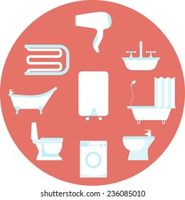 vector illustration Bathroom flat icons set