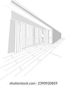 vector illustration bathroom gas stove  kitchen  window hallway
