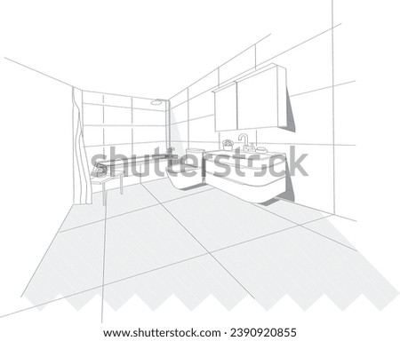 vector illustration bathroom gas stove  kitchen  window hallway