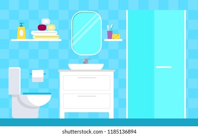 Vector illustration bathroom interior.