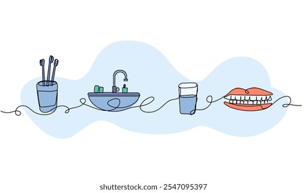 Ilustración vectorial del cuarto de baño. Piso moderno en estilo línea continua.