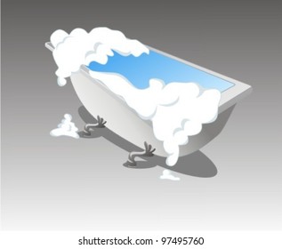 Vector illustration of a bathtub with foam