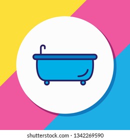 Vector illustration of bathtub icon colored line. Beautiful tourism element also can be used as tub icon element.