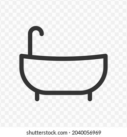 Vector illustration of bathtub icon in dark color and transparent background(png).