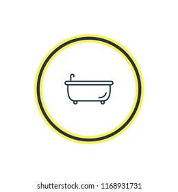 Vector illustration of bathtub icon line. Beautiful vacation element also can be used as tub icon element.