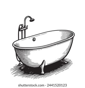 Vektor-Illustration der Badewanne Lineart. Skizze