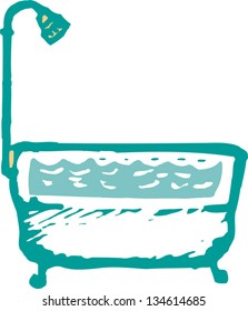 Vector illustration of Bathtub and Shower