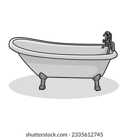 Vector Illustration of Bathtub with White Background