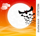 vector illustration of bats against the full moon