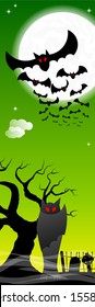 vector illustration of bats against the full moon