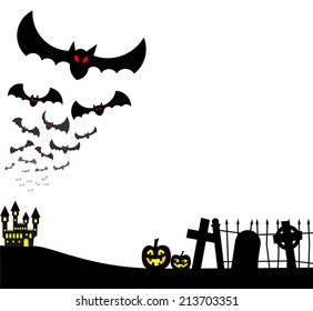 vector illustration of bats against the full moon