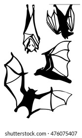 Vector illustration bats line set. Halloween flying bats.