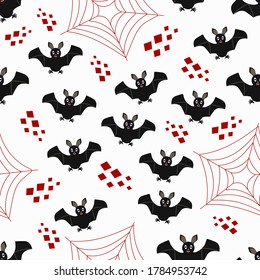 vector illustration of bats on a white background. seamless pattern