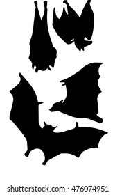 Vector illustration bats silhouette hand drawing set. halloween bats