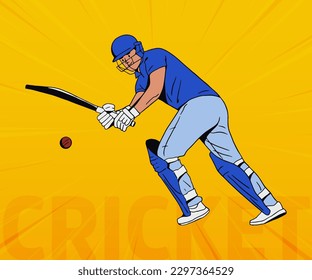 Ilustración vectorial del jugador de bateadores jugando al críquet, IPL Cricket.