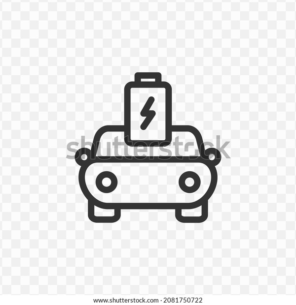 Vector illustration of battery car icon\
in dark color and transparent\
background(png).