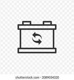 Vector illustration of battery change icon in dark color and transparent background(png).