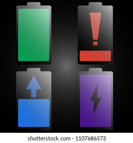 Vector illustration of battery charge icons. 