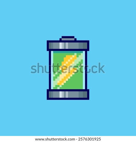 Vector Illustration of Battery Energy with Pixel Art Design, perfect for game assets themed designs