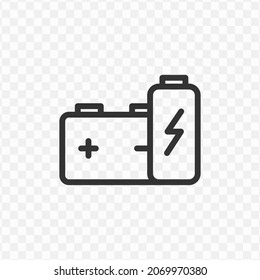 Vector illustration of battery icon in dark color and transparent background(png).