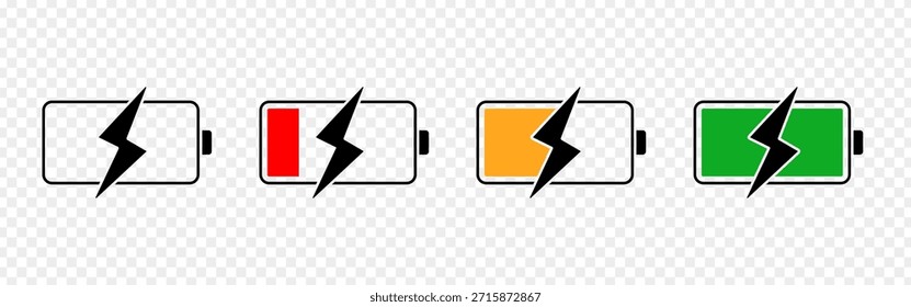 Ilustración vectorial de conjunto de iconos de batería aislado sobre fondo transparente