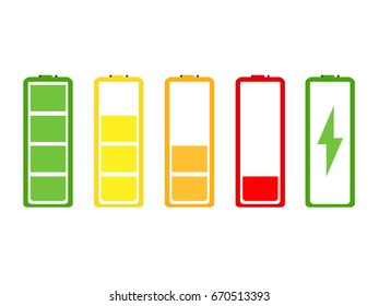 Vector illustration battery indicator icon set.