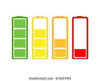 Vector illustration battery indicator icon set.