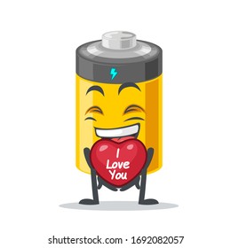vector illustration of battery mascot or character give love symbol and says i love you