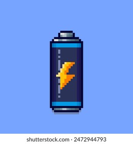 Vector Illustration of battery with Pixel Art Design, perfect for game assets themed designs